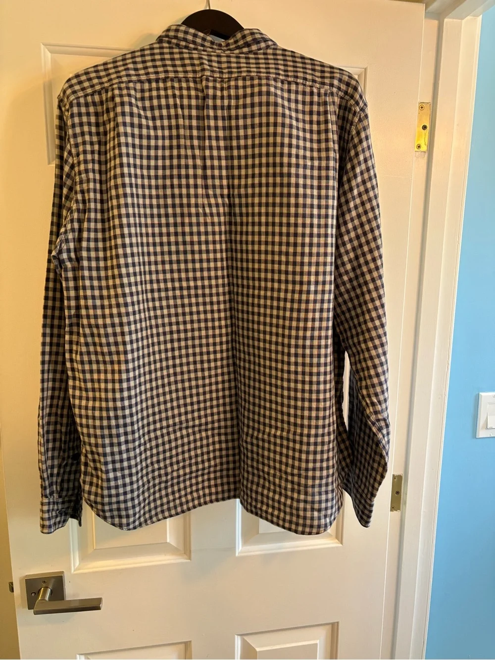 J. Crew Navy and White Gingham Button-Down Shirt